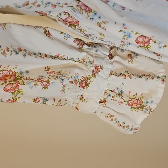 Forever 21 White Floral Cottagecore Milk Maid Midi Dress w/ Slit Size Small - Picture 7 of 10